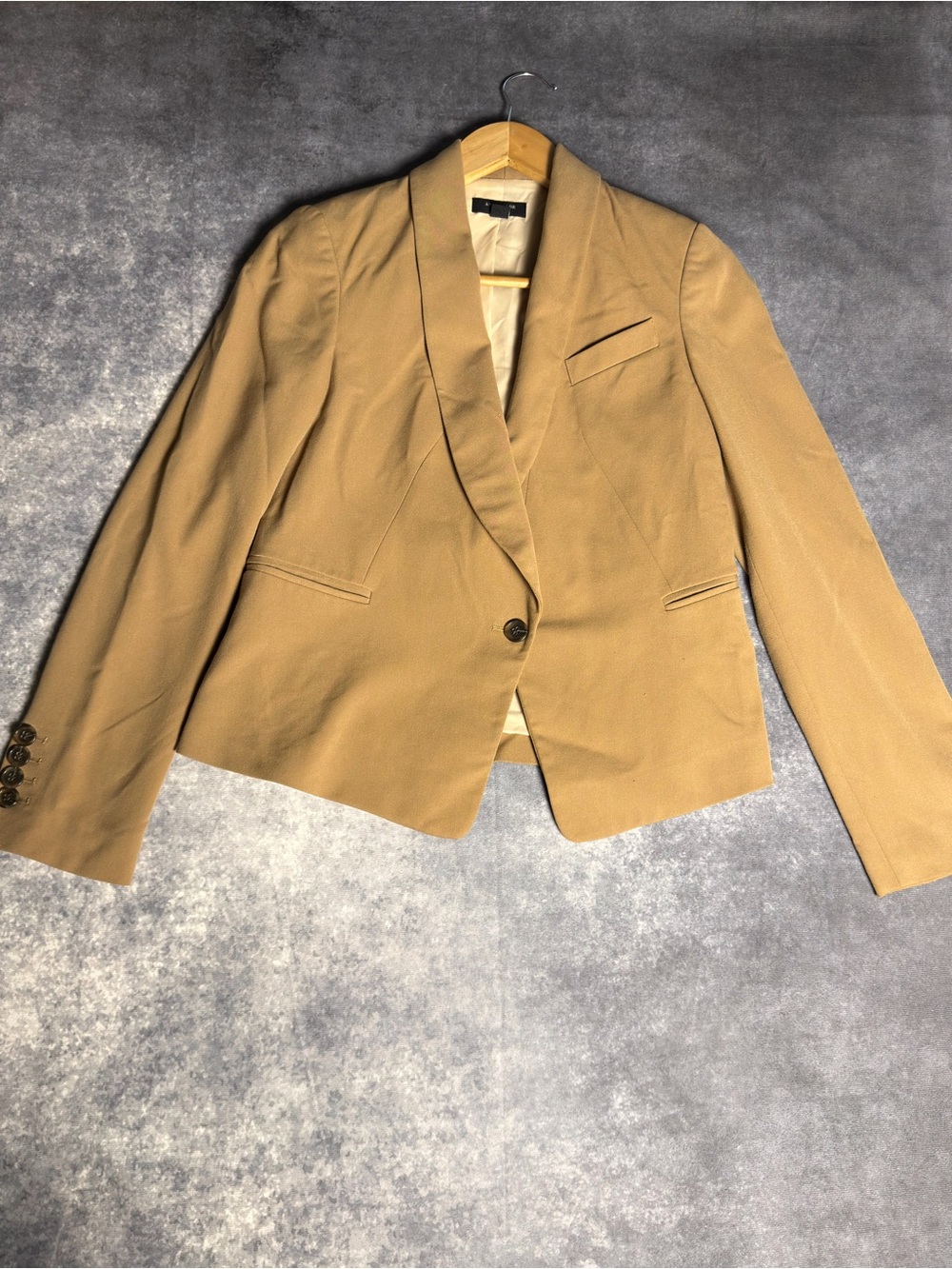 Ann Taylor Camel Single-Button Tailored Blazer
